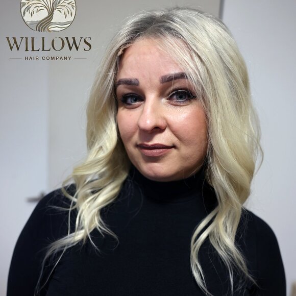 Platinum Blonde Human Hair Wig - Picture 3 of 11